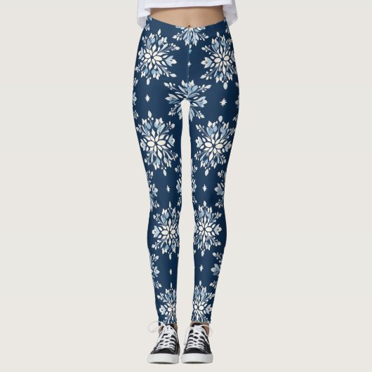 Leggings Motif des flocons bleus (Devant)