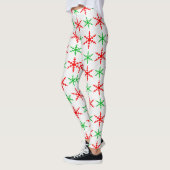 Leggings Motif des flocons rouges et verts (Gauche)
