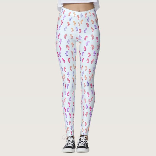 Leggings Motif des hippocampes colorés (Devant)