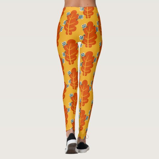 Leggings Motif des mignons bugs mangeant des feuilles d'aut (Dos)