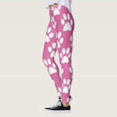Leggings motif des pattes roses et blanches (Gauche)