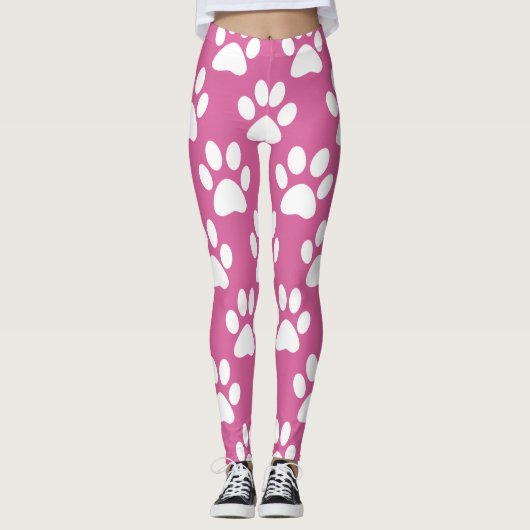 Leggings motif des pattes roses et blanches (Devant)