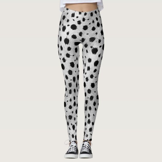Leggings Motif des points Dalmatiens noirs et blancs (Devant)
