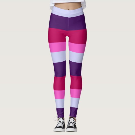 Leggings Motif des rayures roses et violettes (Devant)