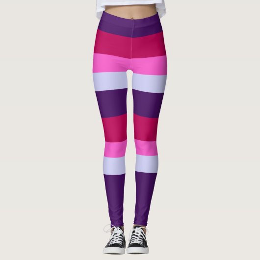 Leggings Motif des rayures roses et violettes (Devant)