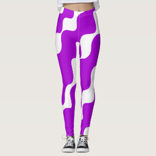 Leggings Motif des vagues inclinées violettes et blanches