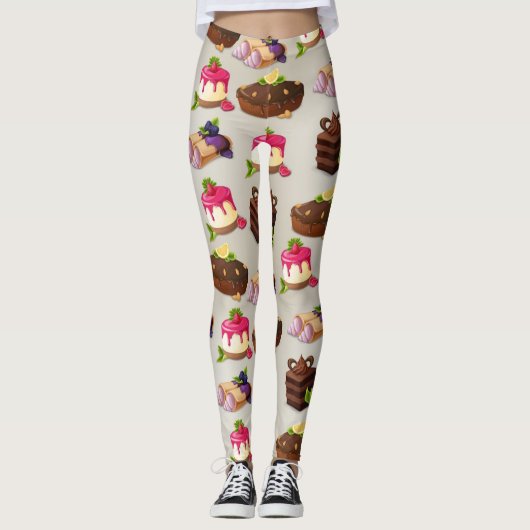 Leggings Motif dessert de gâteaux sucrés (Devant)