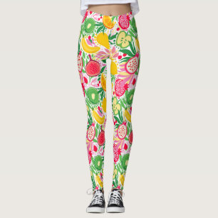Leggings Motif d'été de l'aquarelle de fruits tropicaux
