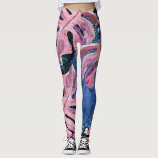 Leggings Motif d'été de l'aquarelle Tropical Grunge