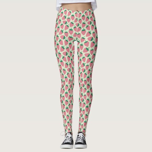 Leggings Motif d'été fraise rose (Devant)