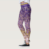 Leggings Motif d'étoile jaune violet (Gauche)