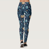 Leggings Motif d'Halloween Citrouille bleu blanc (Dos)