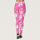 Leggings Motif d'Halloween. Éffrayant et mignon.b Pink BG (Dos)