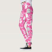 Leggings Motif d'Halloween. Éffrayant et mignon.b Pink BG (Gauche)