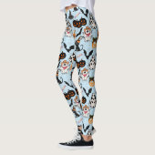 Leggings Motif d'Halloween. Éffrayant et mignon L Bleu BG (Gauche)
