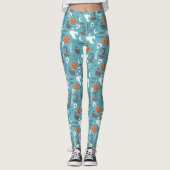 Leggings Motif d'Halloween Turquoise amusant (Devant)
