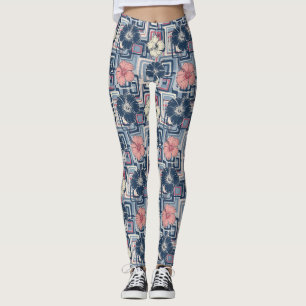 Leggings Motif d'Hibiscus Tropical Côtier (10)
