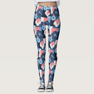 Leggings Motif d'Hibiscus Tropical Côtier (11)