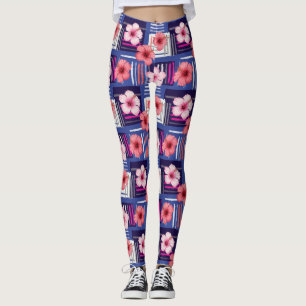Leggings Motif d'Hibiscus Tropical Côtier (12)