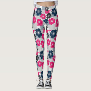 Leggings Motif d'Hibiscus Tropical Côtier (13)