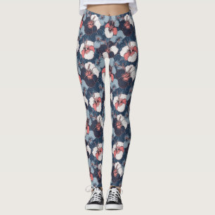 Leggings Motif d'Hibiscus Tropical Côtier (14)