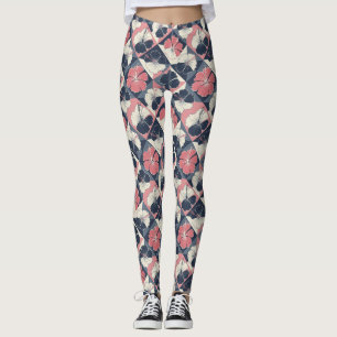 Leggings Motif d'Hibiscus Tropical Côtier (3)