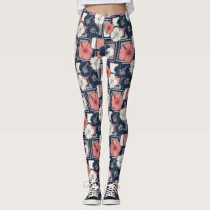 Leggings Motif d'Hibiscus Tropical Côtier (4)