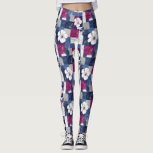 Leggings Motif d'Hibiscus Tropical Côtier (5)