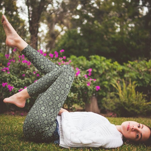 Leggings Motif d'hiver du flocon vert