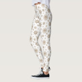 Leggings Motif d'hiver jaune or sur blanc (Gauche)
