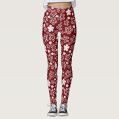 Leggings Motif d'hiver Red and White Star et Snowflake (Devant)
