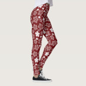 Leggings Motif d'hiver Red and White Star et Snowflake (Droite)