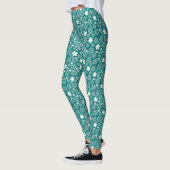 Leggings Motif d'hiver turquoise Star et Snowflake (Gauche)