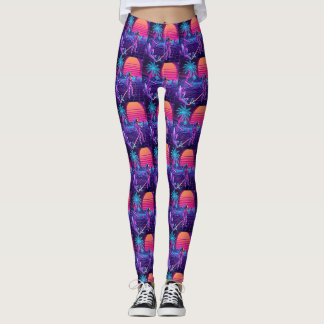 Leggings Motif d'hommes de l'espace Vaporwave Synthwave