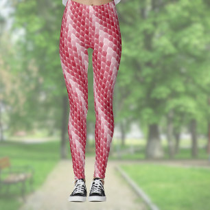 Leggings Motif diagonal de feuille dégradé rouge foncé et b