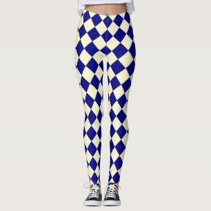 Leggings Motif diamant à carreaux bleu jaune