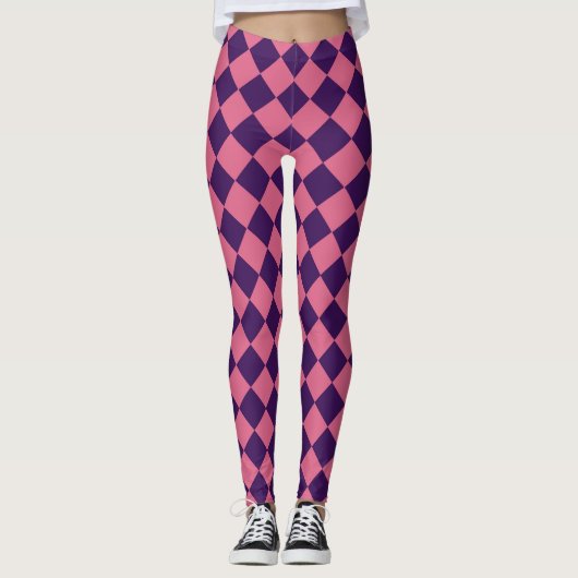 Leggings Motif diamant de Checker rose violet (Devant)