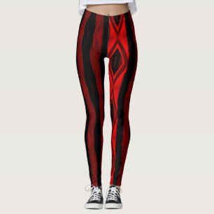 Leggings Motif diamant Dramatique rouge et noir