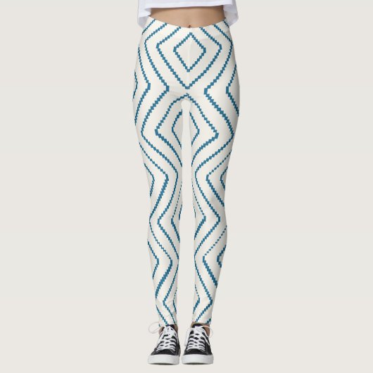 Leggings Motif diamant géométrique Design bleu marine (Devant)