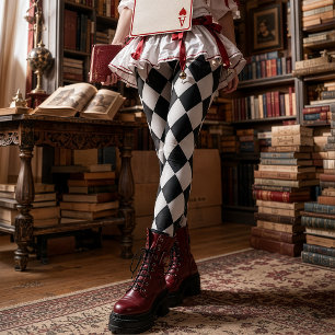 Leggings Motif diamant harlequin noir et blanc vintage