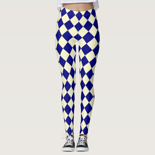 Leggings Motif diamant jaune bleu Checker (Devant)
