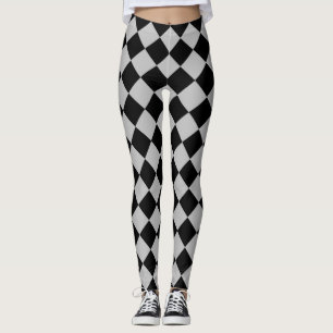 Leggings Motif Diamant noir et gris