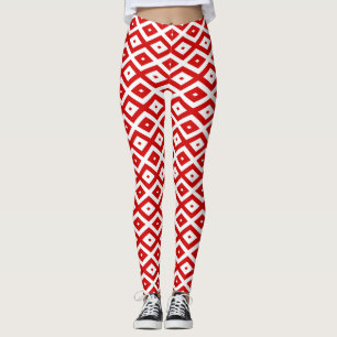 Leggings Motif diamant rouge et blanc