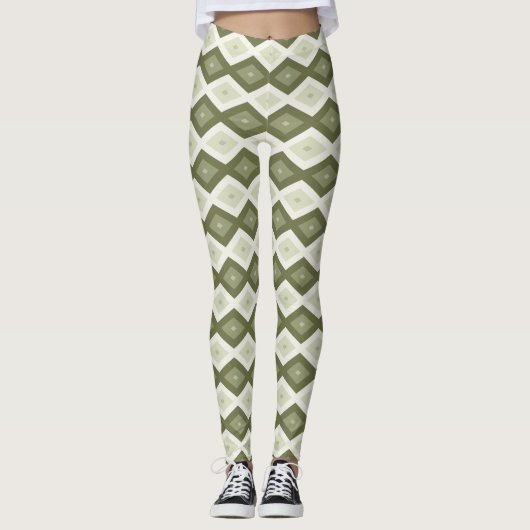Leggings Motif diamant vert olive (Devant)