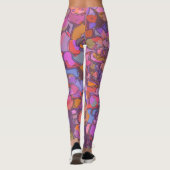 Leggings Motif d'illustration de fleurs botaniques en viole (Dos)
