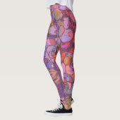 Leggings Motif d'illustration de fleurs botaniques en viole (Gauche)