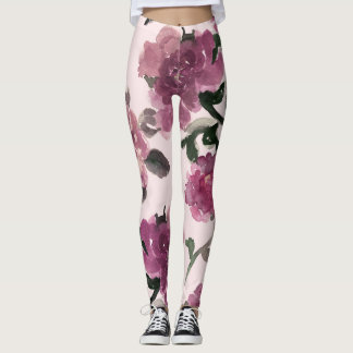 Leggings Motif d'illustration de fleurs d'aquarelle transpa
