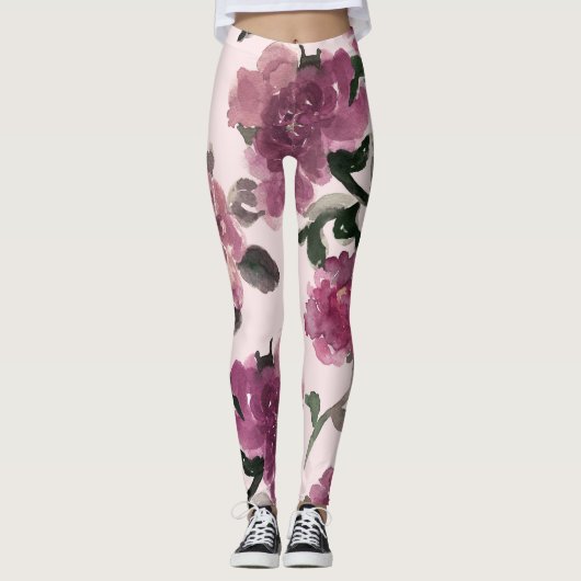 Leggings Motif d'illustration de fleurs d'aquarelle transpa (Devant)