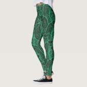 Leggings motif d'illustration feuille verte (Gauche)