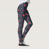 Leggings Motif d'illustrations florales rose et violet (Droite)